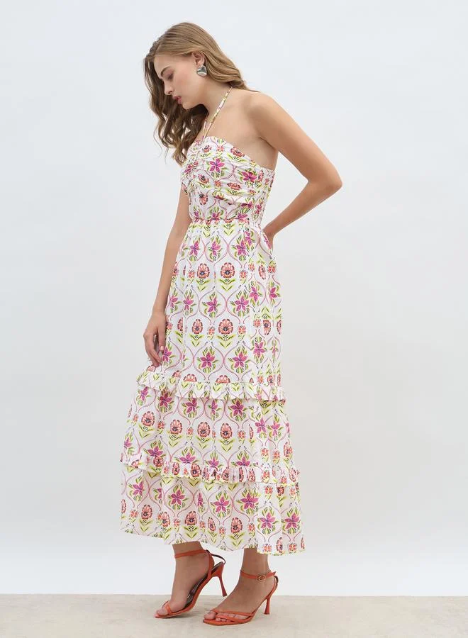 Styli Floral Halter Midi Dress