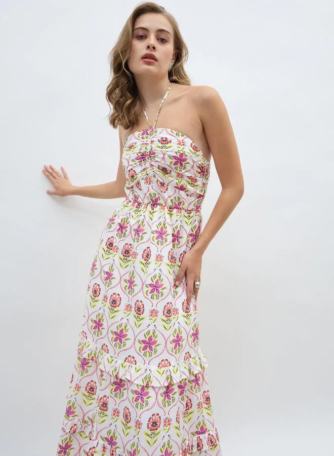 Styli Floral Halter Midi Dress