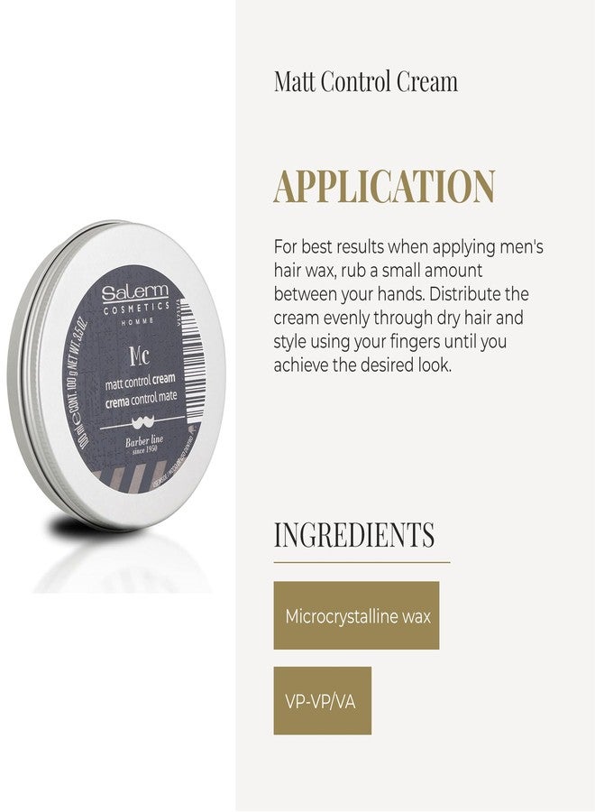 SALERM - Men's Hair Wax - Homme Barber Line - 100 ml - Matte Styling Cream - for Fine or Medium Hair - Elastic Hold - Adds Softness and Volume - Image 4