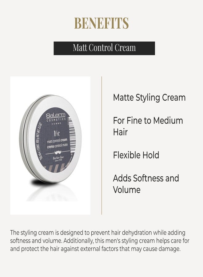 SALERM - Men's Hair Wax - Homme Barber Line - 100 ml - Matte Styling Cream - for Fine or Medium Hair - Elastic Hold - Adds Softness and Volume - Image 3