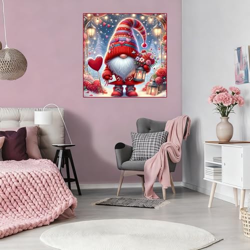 TaeYsck Valentine's Day DIY 5D Diamond Art Painting Kits for Adults Kids Beginner,Gnome Flowers Full Round Drill Gems Art Diamond Dots Love Picture for Home Wall Decor - Image 4