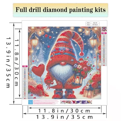 TaeYsck Valentine's Day DIY 5D Diamond Art Painting Kits for Adults Kids Beginner,Gnome Flowers Full Round Drill Gems Art Diamond Dots Love Picture for Home Wall Decor - Image 2
