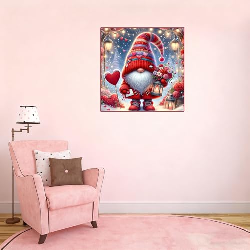 TaeYsck Valentine's Day DIY 5D Diamond Art Painting Kits for Adults Kids Beginner,Gnome Flowers Full Round Drill Gems Art Diamond Dots Love Picture for Home Wall Decor - Image 5