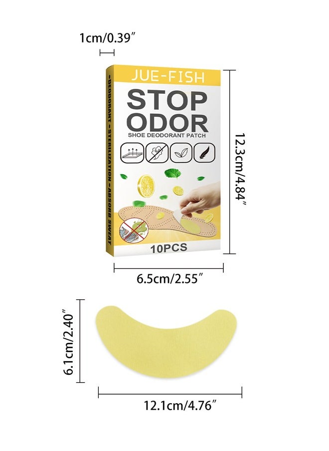 Pack of 10 - Shoe Deodorizing Sticker, Freshness Comfortable Long-Lasting Foot Odor Eliminator, Ultra Thin Breathable Shoe Odor Eliminator Patch