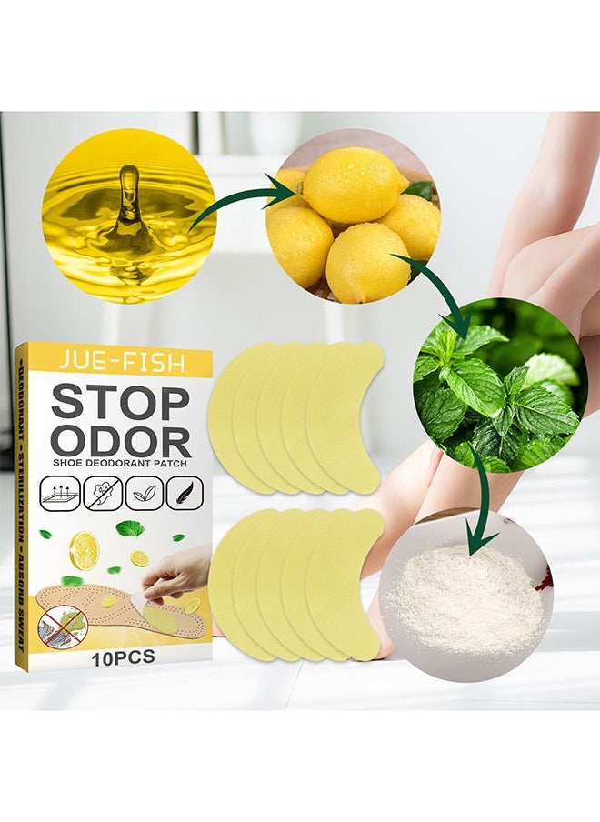 Pack of 10 - Shoe Deodorizing Sticker, Freshness Comfortable Long-Lasting Foot Odor Eliminator, Ultra Thin Breathable Shoe Odor Eliminator Patch