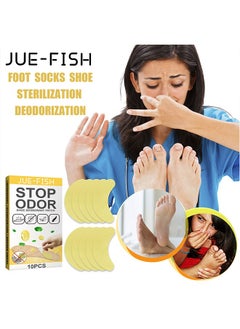 JUE-FISH Pack of 10 - Shoe Deodorizing Sticker, Freshness Comfortable Long-Lasting Foot Odor Eliminator, Ultra Thin Breathable Shoe Odor Eliminator Patch  - Image 4