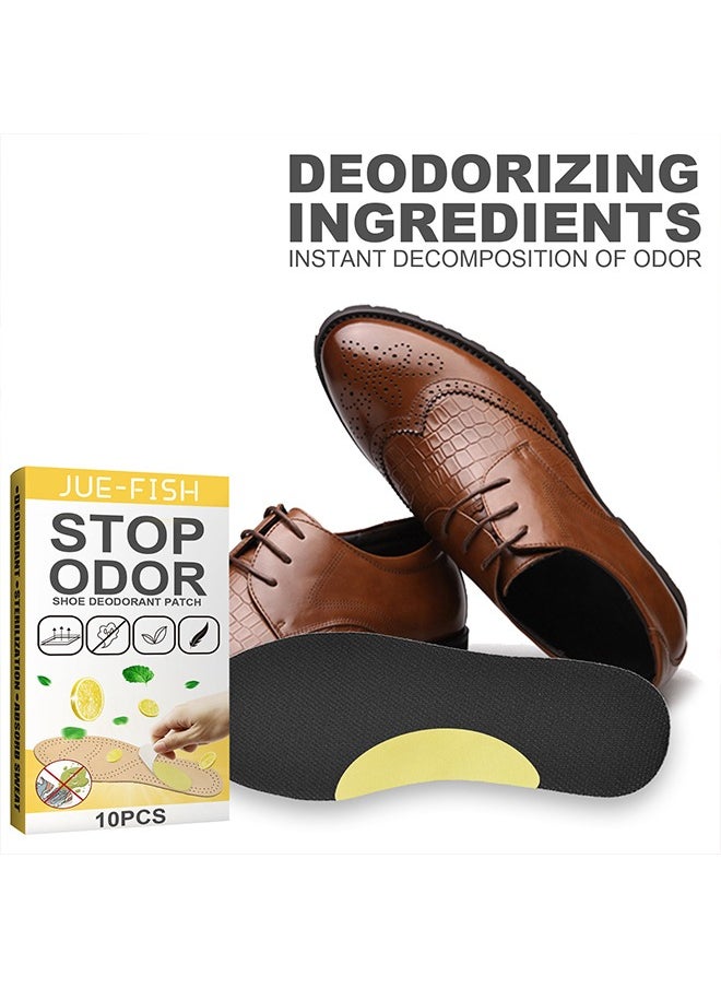 Pack of 10 - Shoe Deodorizing Sticker, Freshness Comfortable Long-Lasting Foot Odor Eliminator, Ultra Thin Breathable Shoe Odor Eliminator Patch