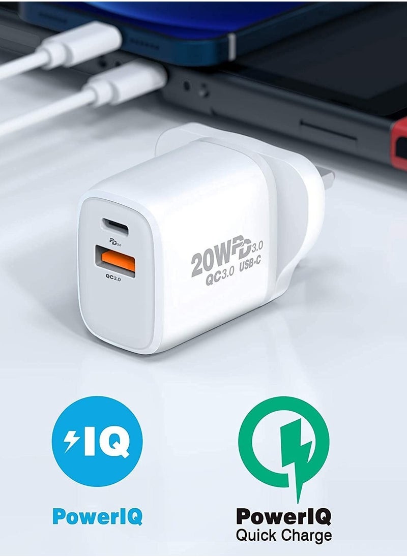 ELTRAZONE 18W USB Fast Wall Charger Adapter Compatible with Apple iPhone 12/Pro/Max/Mini/SE/11/X XS, iPad Air/Pro, Galaxy S20/Note20/10, HUAWEI P40 White  - Image 1