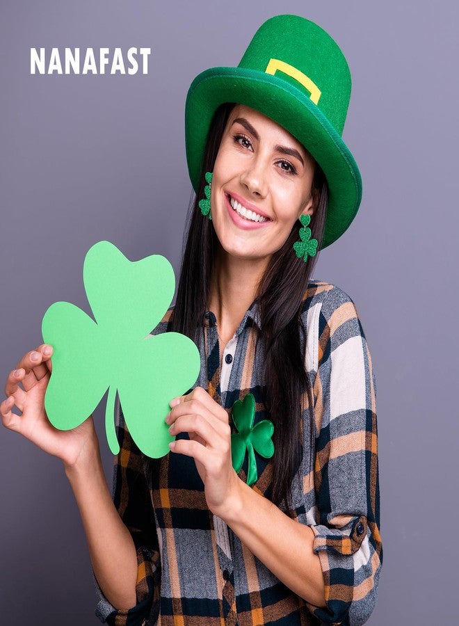 Nanafast St. Patrick's Day Shamrock Earrings for Women Glitter Green Clover Dangle Earrings Saint Patrick’s Day Accessories-Heart&Shamrock - Image 4