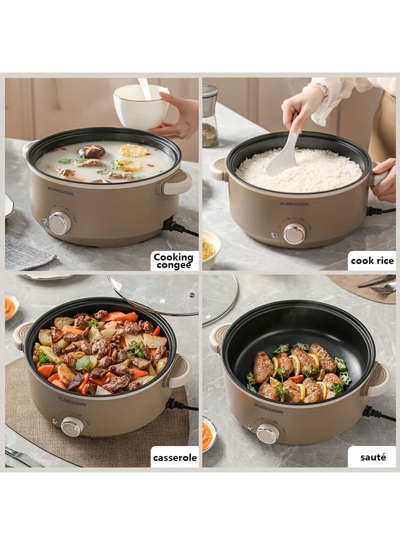 XiuWoo Electric Hot Pot with Steamer | Non-Stick Multi-Functional Cooker | 3L Electric Skillet, Saucepan, Frying Pan for Ramen, Eggs, Noodles, Steak, Fried Rice, Sautéing, Steaming & Soups | Portable for Home & Dorm Use  - Image 5