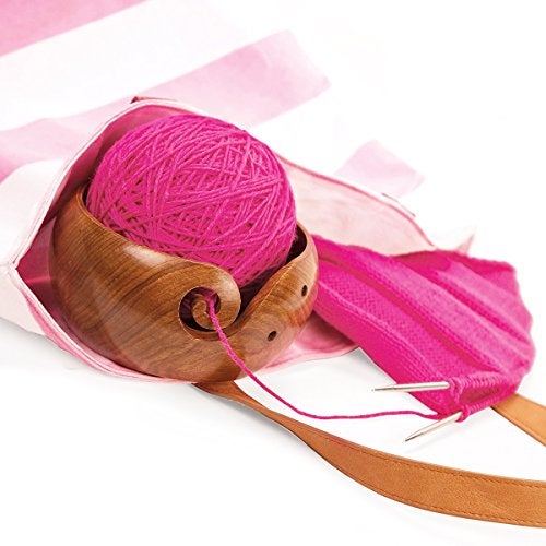 Apol Handmade Wooden Yarn Bowl Round Shape 5.5×3.2 inch Wool Holder Organizer for Knitting Crochet - Image 5