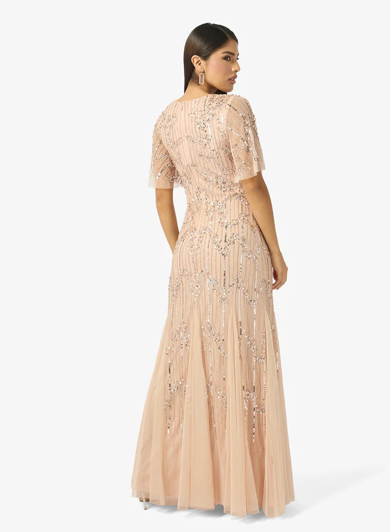 Namshi x  V Neck Bead Embellished Evening Mermaid Gown for Women | Best Price UAE