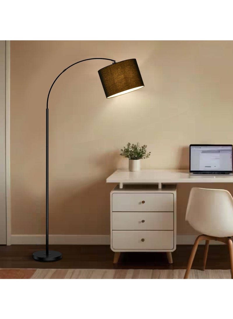 Modern Floor Lamp with Remote Control - 3 Color Temperatures & Stepless Dimming, Adjustable Lampshade, 12W LED Bulb Included for Living Room, Bedroom, Office - Tall Standing Light (Black)