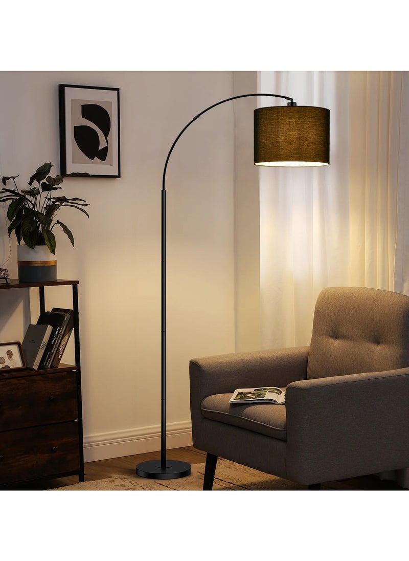 Modern Floor Lamp with Remote Control - 3 Color Temperatures & Stepless Dimming, Adjustable Lampshade, 12W LED Bulb Included for Living Room, Bedroom, Office - Tall Standing Light (Black)