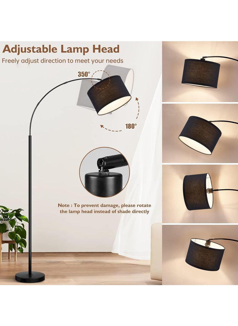 Modern Floor Lamp with Remote Control - 3 Color Temperatures & Stepless Dimming, Adjustable Lampshade, 12W LED Bulb Included for Living Room, Bedroom, Office - Tall Standing Light (Black)