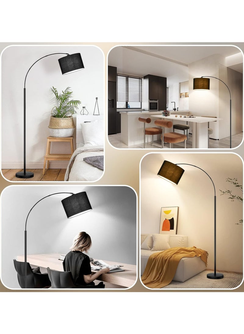 Modern Floor Lamp with Remote Control - 3 Color Temperatures & Stepless Dimming, Adjustable Lampshade, 12W LED Bulb Included for Living Room, Bedroom, Office - Tall Standing Light (Black)