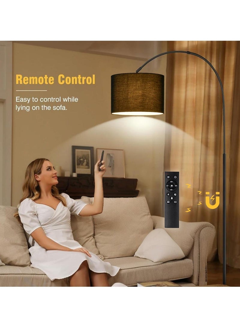 Castlery Modern Floor Lamp with App& Remote Control - 3 Color Temperatures & Stepless Dimming, Adjustable Lampshade, 12W LED Bulb Included for Living Room, Bedroom, Office - Tall Standing Light (Black) - Image 2