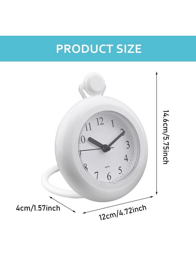 LVOERTUIG Waterproof Bathroom Shower Clock,Mute Bathroom Clock with a Lanyard and Ring Base Stand,Integrated Design Digital Shower Clock,Analog Quartz Clock Hanging Stand Dual Purpose (White) - Image 2