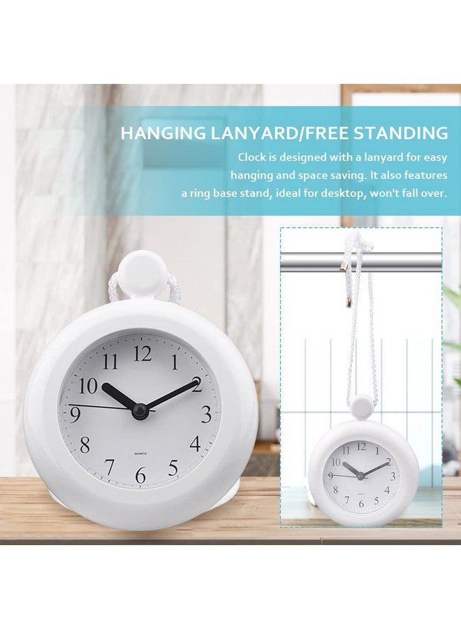 LVOERTUIG Waterproof Bathroom Shower Clock,Mute Bathroom Clock with a Lanyard and Ring Base Stand,Integrated Design Digital Shower Clock,Analog Quartz Clock Hanging Stand Dual Purpose (White) - Image 5