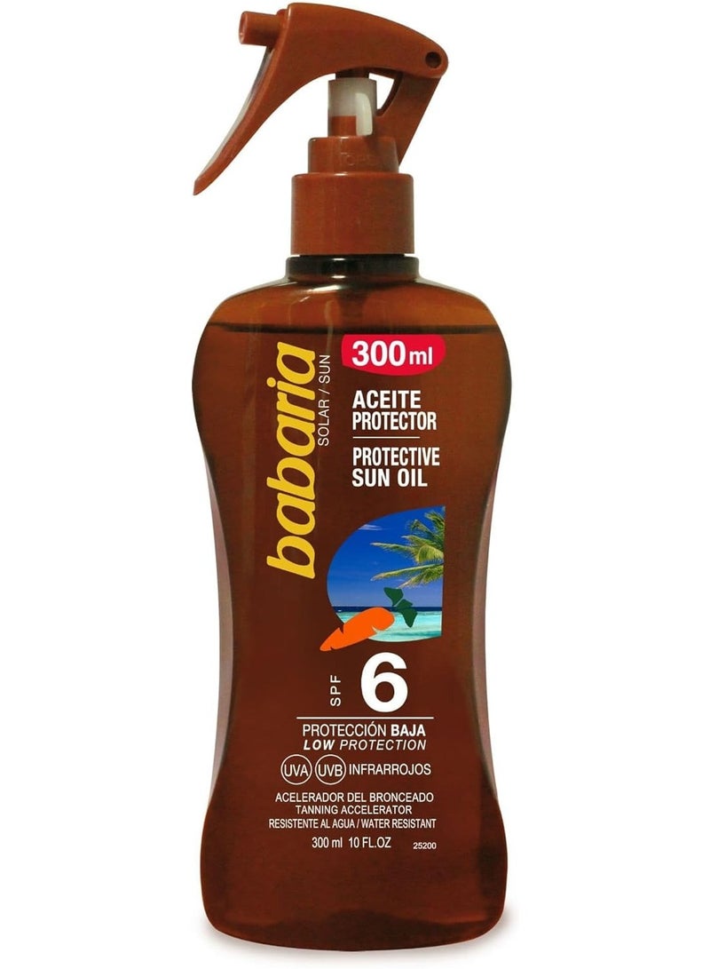 باباريا زيت الجزر الواقي من الشمس بمعامل حماية SPF6 – 300 مل – رذاذ تسمير طبيعي لبشرة ناعمة ومرطبة