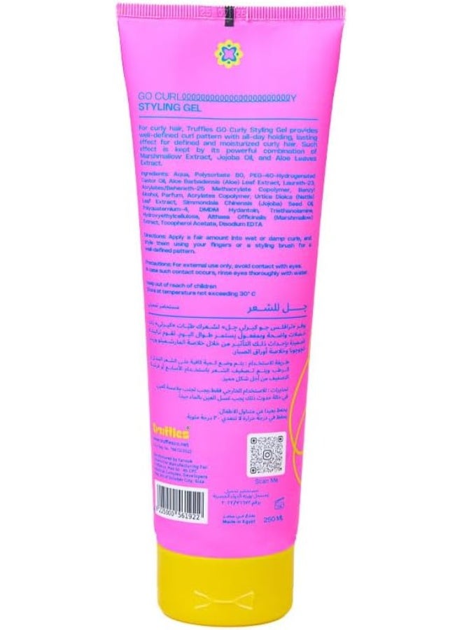 Truffles Go Curly Pink Curly Styling Gel with Marshmallow, Jojoba, and Aloe Vera for Strong Hold and All-Day Hydration – 250ml - Image 4