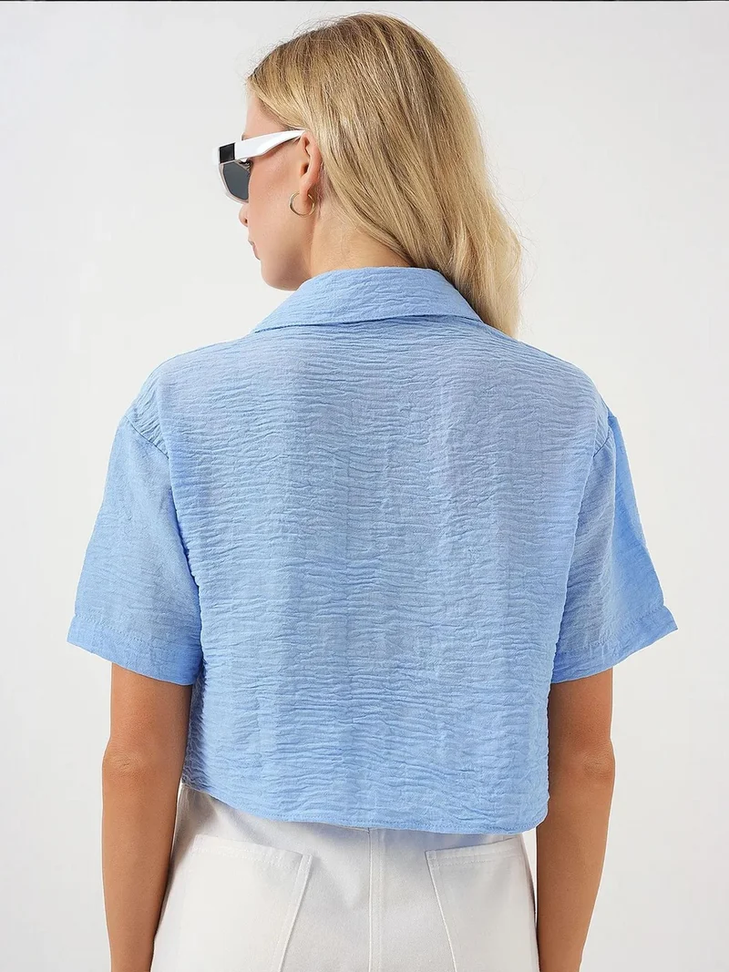 BIG DART BDART Textured Crop Shirt with Pocket