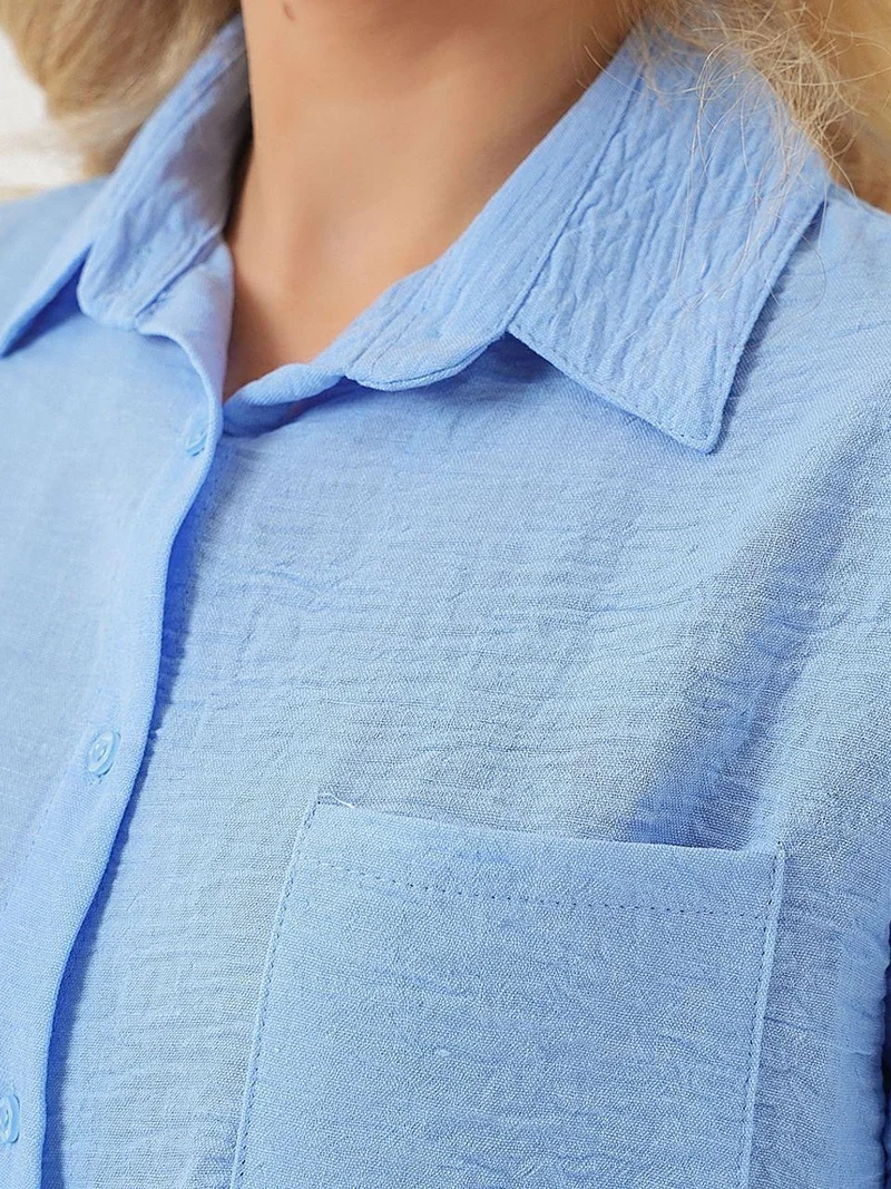 BIG DART BDART Textured Crop Shirt with Pocket