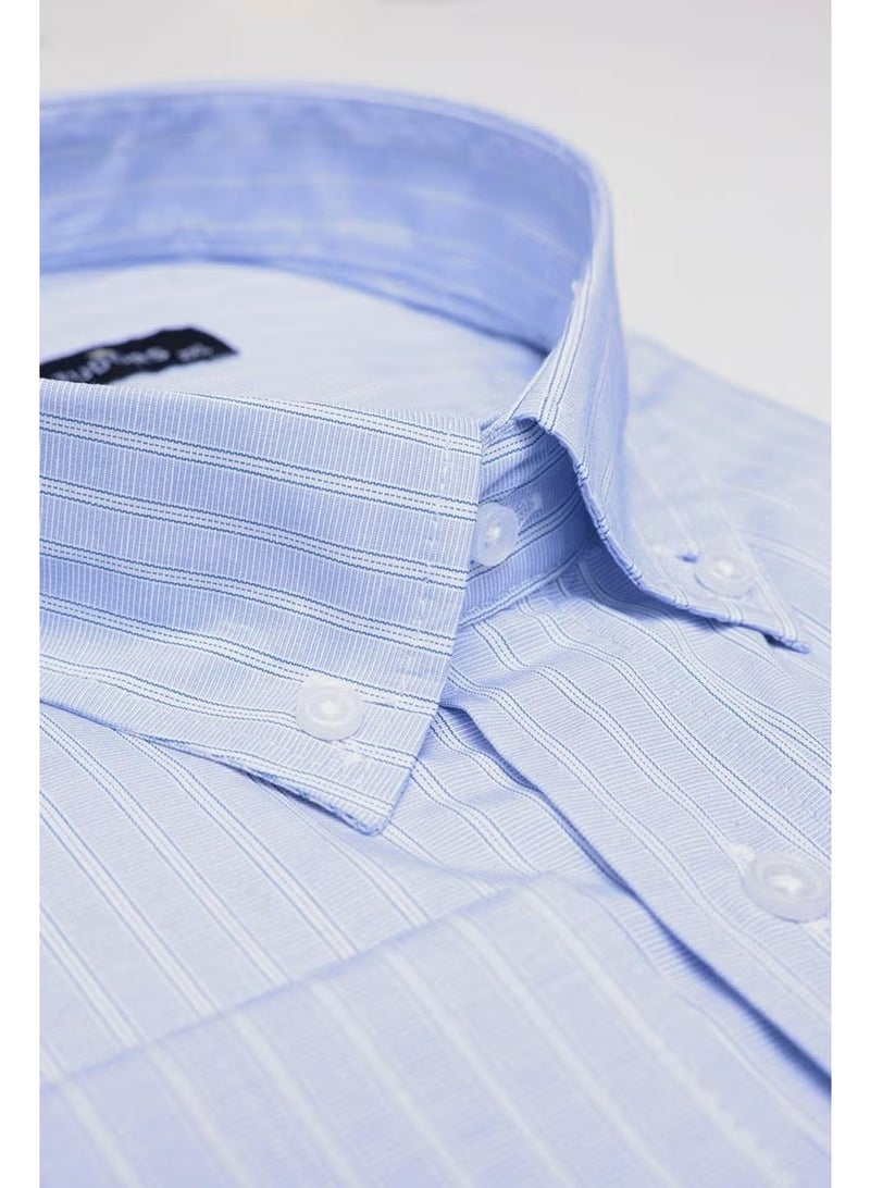 Tudors Oversized Plus Size Long Sleeve Striped Blue Men's Shirt - Image 1