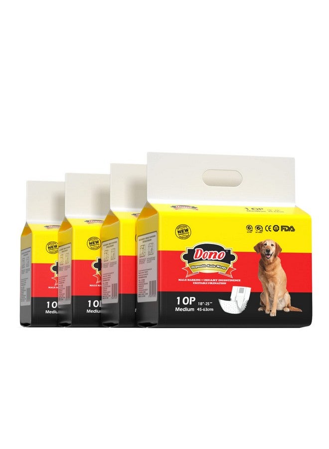 دونو حفاضات الكلاب التي تستخدم لمرة واحدة، لفافات الكلاب الذكور، حفاضات ناعمة فائقة الامتصاص للكلاب الذكور، مع مؤشر للبلل، 40 قطعة، مقاس م (18-25 بوصة) - Image 1