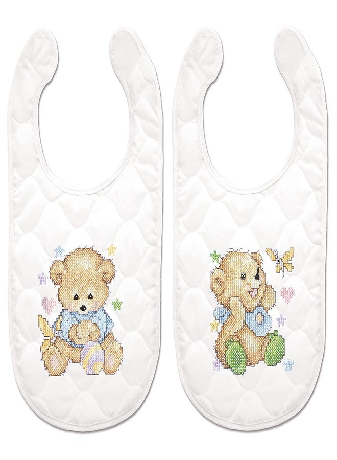 Tobin Bears Stamped for Cross Stitch Baby Bibs Kit 14" x 9" - Image 1
