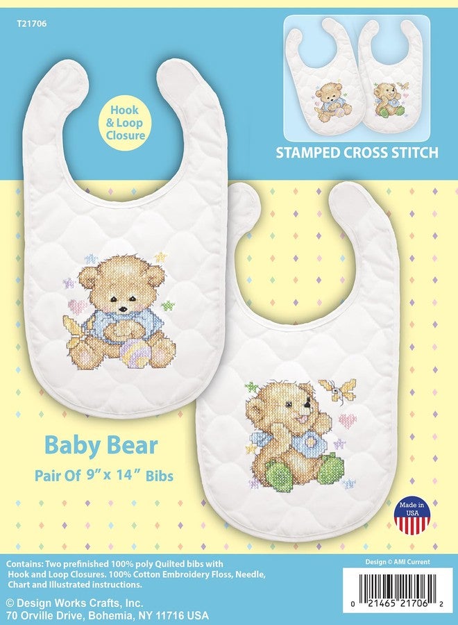 Tobin Bears Stamped for Cross Stitch Baby Bibs Kit 14" x 9" - Image 2