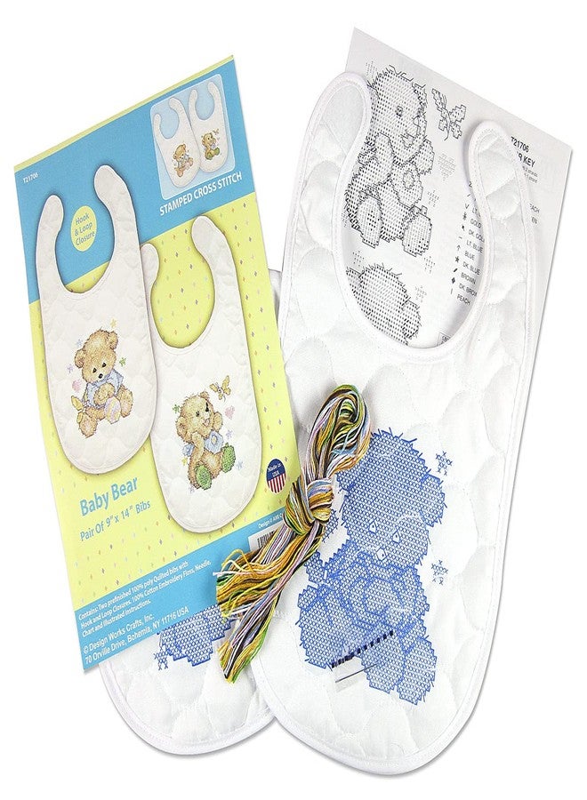 Tobin Bears Stamped for Cross Stitch Baby Bibs Kit 14" x 9" - Image 3