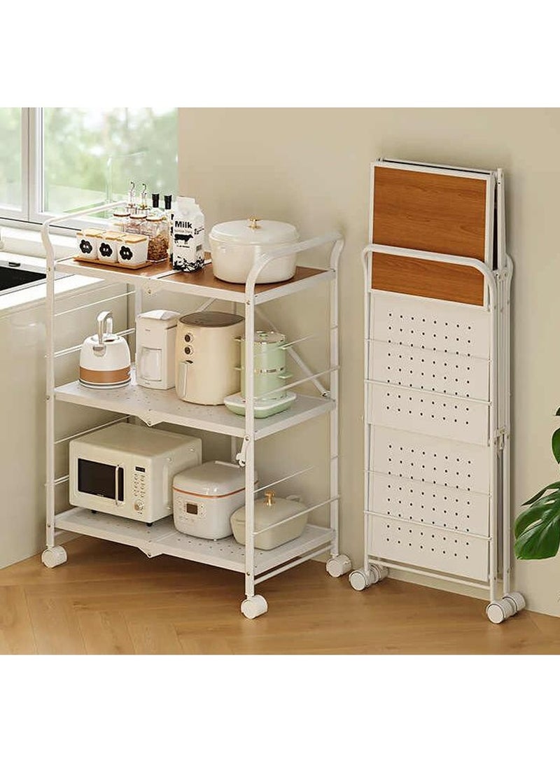 DubaiGallery Foldable Storage Shelves 3 Tier, Storage Racks Kitchen Cabinet, Shelf Storage Multipurpose Rack for Living Room Bedroom Kitchen Garage Easy Assembly 3-shelf - Image 1