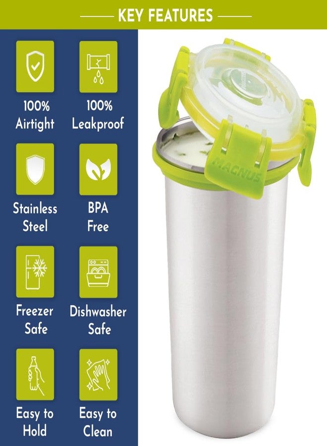 Magnus Stainless Steel Matte Klip Lock Tumbler with Lid- 350ml | Leak-Proof & Airtight Tumbler - Ideal for Travel, Office, Kids | Perfect for Juice, Buttermilk | Pack of 2 - Image 4