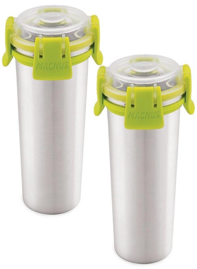 Magnus Stainless Steel Matte Klip Lock Tumbler with Lid- 350ml | Leak-Proof & Airtight Tumbler - Ideal for Travel, Office, Kids | Perfect for Juice, Buttermilk | Pack of 2 - Image 1
