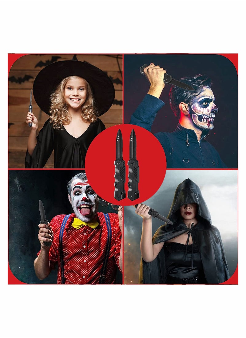 SYOSI - 2 Pieces Retractable Knife Prop Fake False Trick Gadget Magic Toy Disappearing Dagger Plastic Blade for Kids Adults Halloween Fool's Day Party Favor - Image 1