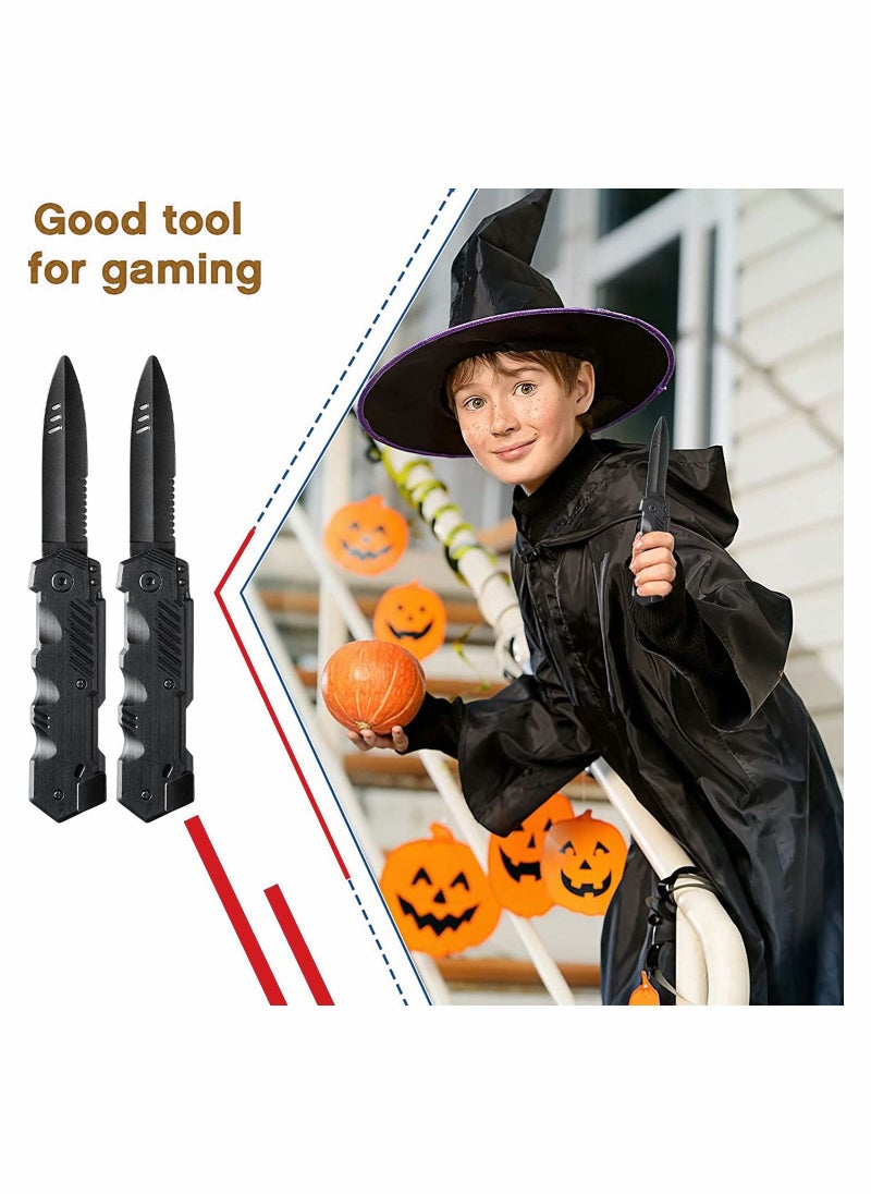 SYOSI - 2 Pieces Retractable Knife Prop Fake False Trick Gadget Magic Toy Disappearing Dagger Plastic Blade for Kids Adults Halloween Fool's Day Party Favor - Image 1