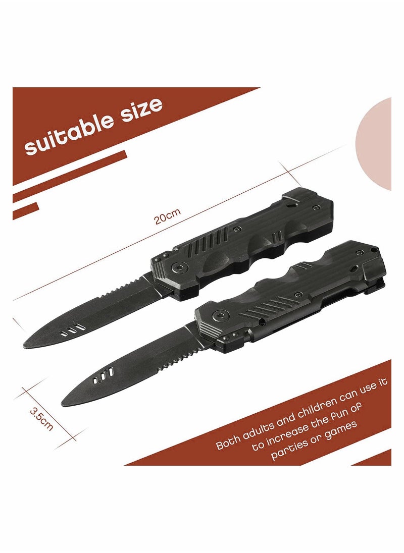 SYOSI - 2 Pieces Retractable Knife Prop Fake False Trick Gadget Magic Toy Disappearing Dagger Plastic Blade for Kids Adults Halloween Fool's Day Party Favor - Image 1