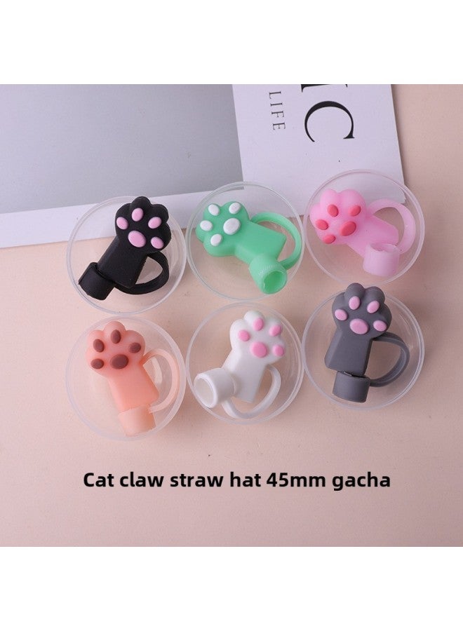 45mm Transparent Gashapon Toy Egg Party Sanrio Cartoon Doll One Yuan Two Yuan Gashapon Machine Toy Wholesale-Color:45mm Cat Claw Straw Cap Gashapon Mixed Hair - Image 1