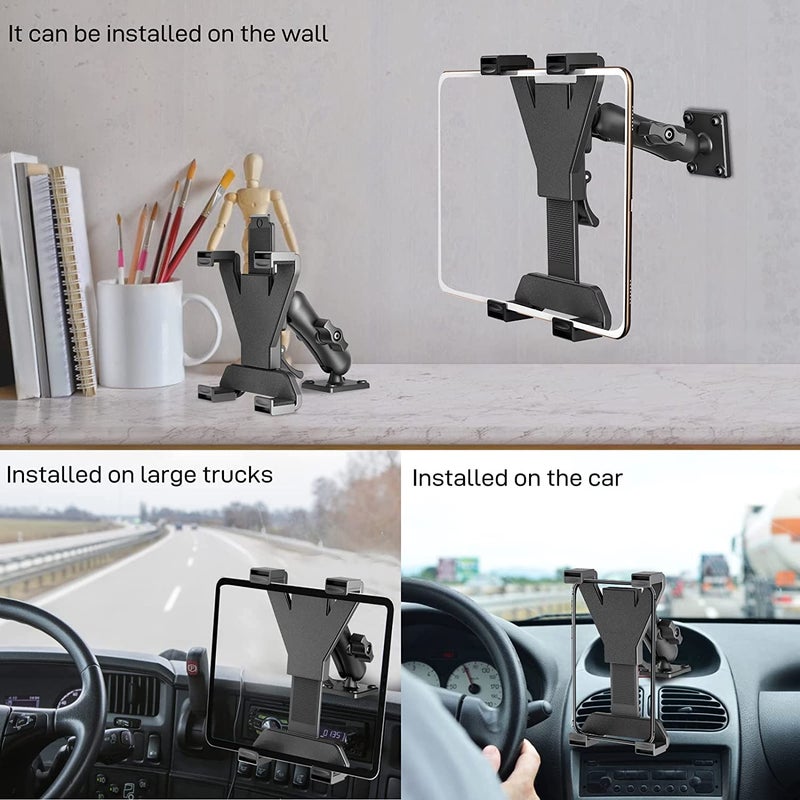 OHLPRO Heavy Duty Drill Base Tablet Holder for Trucks & Boats â€“ Permanent Dashboard Mount for 7-11â€™â€™ iPad mini/Air/Pro â€“ Anti-Shake Vibration-Free Navigation Mount for Wall, Desk, Commercial Vehicles - Image 2