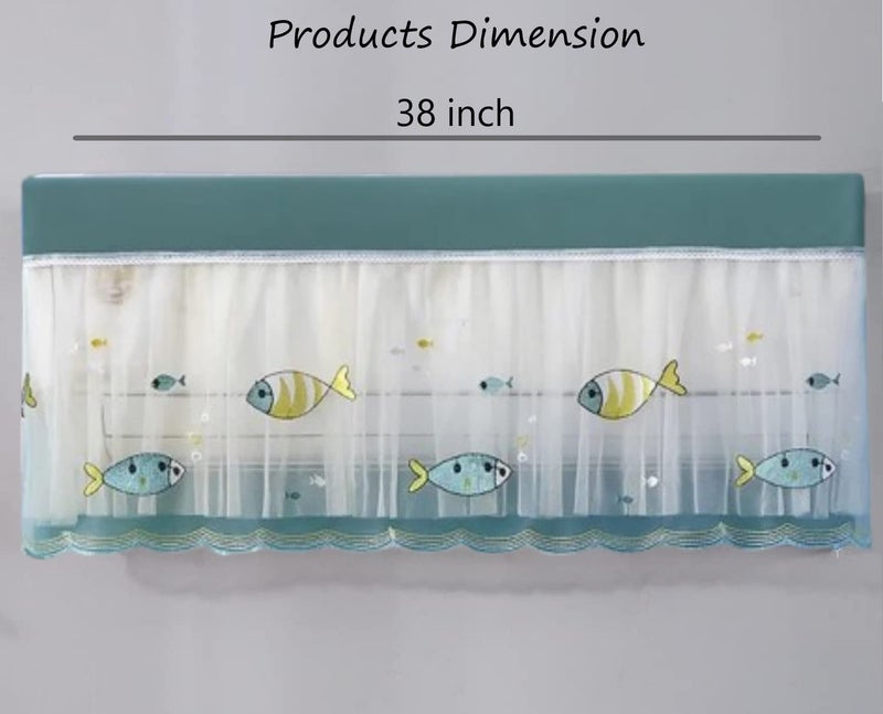 DARSHANAM WORLD polyester blend Premium Work Indoor AC Dust Protection Cover Dust Proof Washable AC Cover for All Season Open Type Running Mode AC Cover 1.5 Ton (38 X 12 X 9 inch ) (GREEN FISH) - Image 4