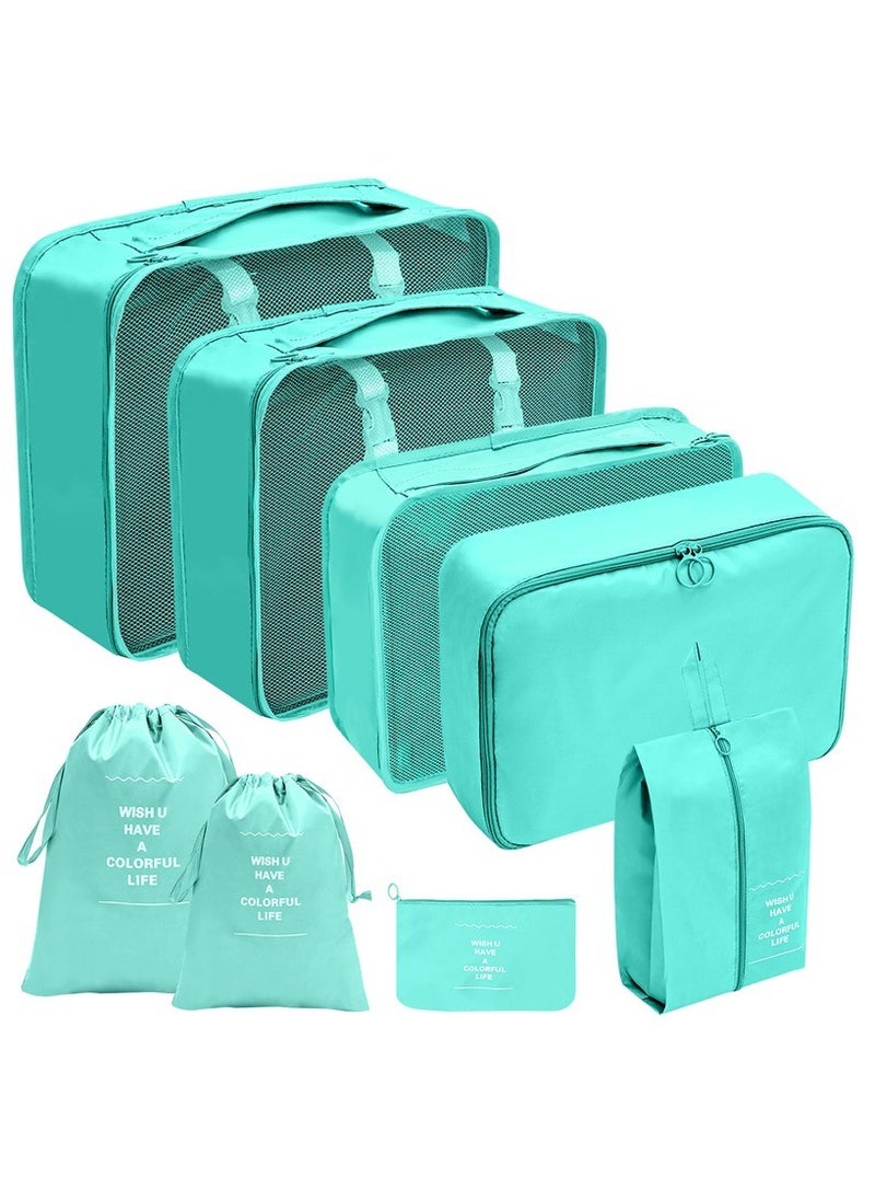 Generic Travel Storage Bags - Set of 8 Family Luggage Storage Bags, Mesh Breathable Travel Essential Bags Set Durable Travel Storage Bags for Suitcases  - Image 1