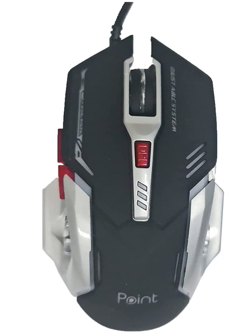 بوينت - كومبو بوينت PT-1000 - لوحة مفاتيح 4 في 1 للألعاب ، سماعة رأس للألعاب USB ، فأرة ألعاب 3200 نقطة في البوصة وماوس باد - متعدد الألوان - Image 1