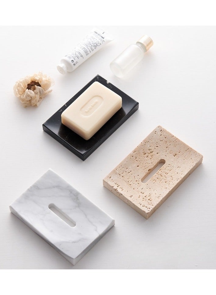 FUKE Natural Cave Stones Soap Dish with Draining Hole Bathroom Organizer Soap Dish - Image 2