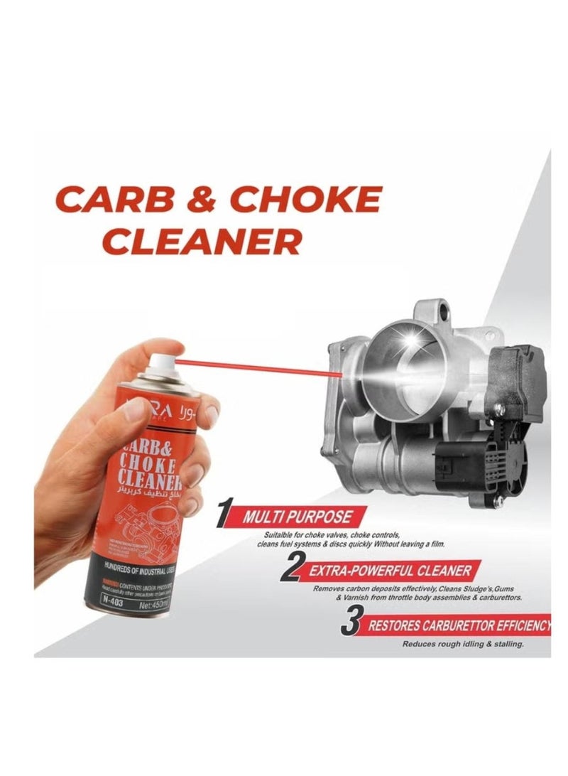 نورا منظف ​​المكربن ​​والخنق من نورا، 450 مل، N-403، منظف قوي للمكربنات والخنق والصمامات وأجسام الخانق - Image 5