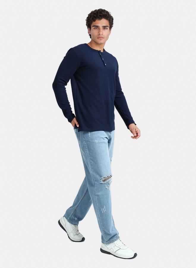 RAVIN Long Sleeves Henley Round Neck Tee - Image 5