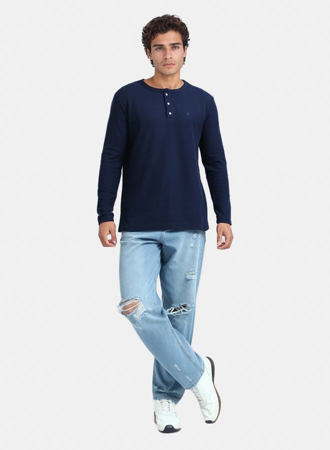 RAVIN Long Sleeves Henley Round Neck Tee - Image 4