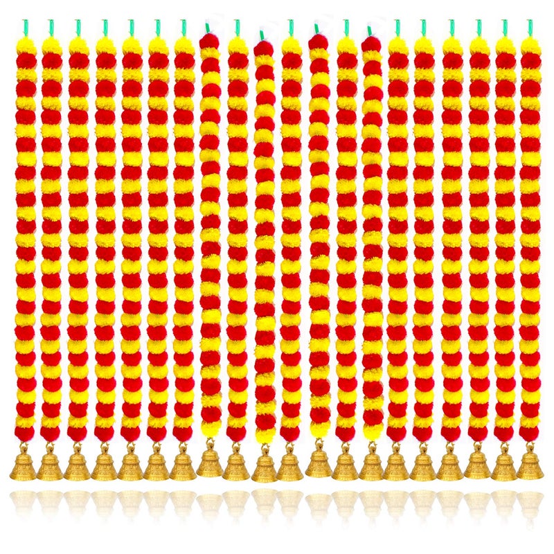 iHandikart iHandikart Artificial Garlands with Bell in The Bottom Used for Office Home Diwali DecorationsDiwali Gift Color Yellow Red Pack of 20 HV31067B 