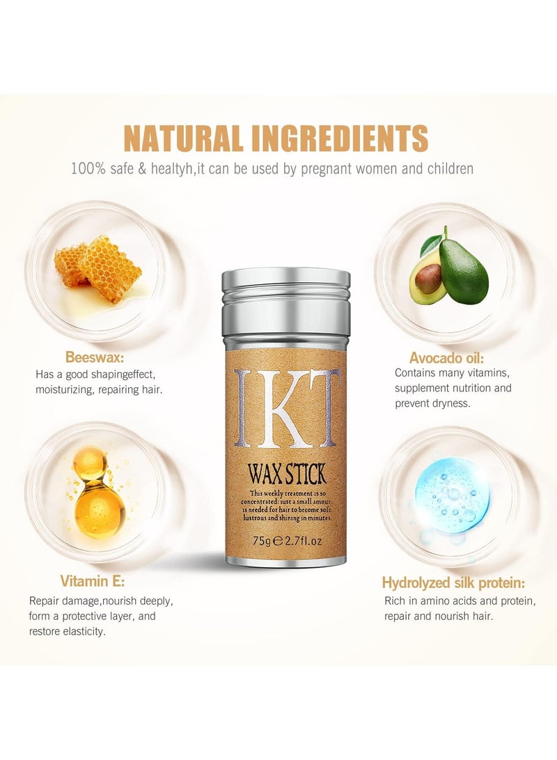 اي كي تي عصا شمع الشعر، قطعتان - عصا ملساء لتصفيف الشعر غير الدهني، عصا دهان للشعر المتطاير، 2.7 أونصة - Image 2