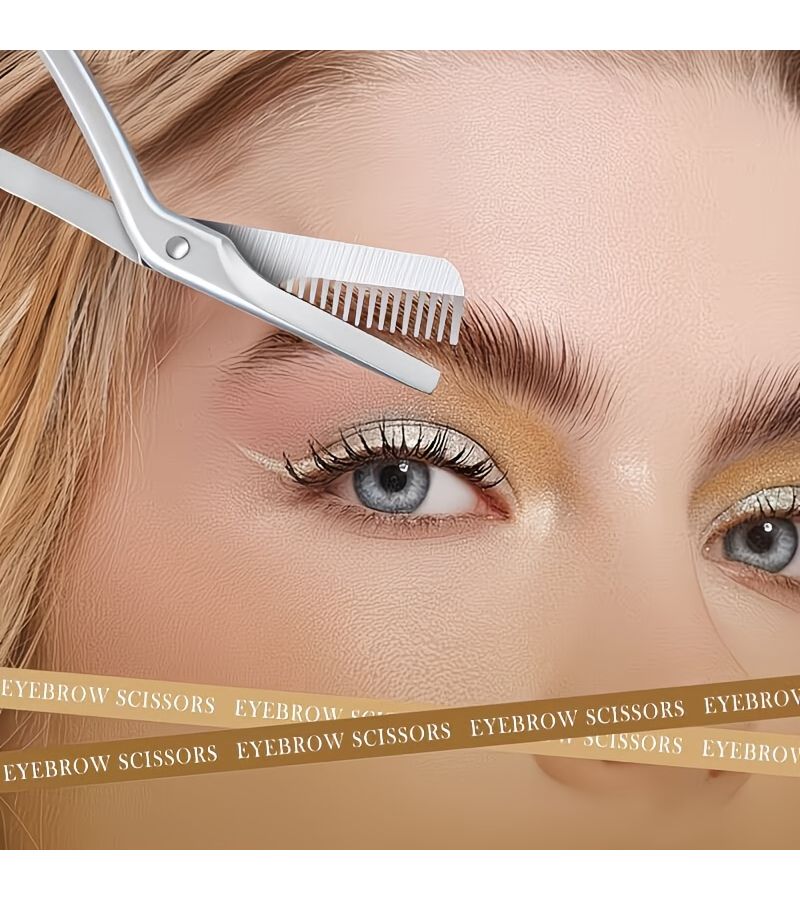 Stainless Steel Specialized Eyebrow Scissors with Comb Ergonomic Design - Image 5